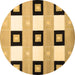 Round Checkered Brown Modern Rug, con805brn