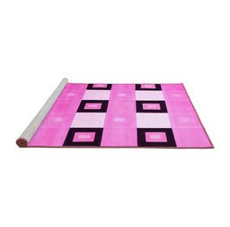 Sideview of Machine Washable Checkered Pink Modern Rug, wshcon805pnk