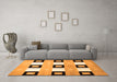 Machine Washable Checkered Orange Modern Area Rugs in a Living Room, wshcon805org