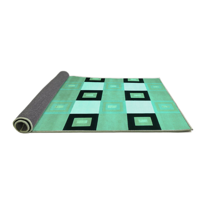 Sideview of Checkered Turquoise Modern Rug, con805turq