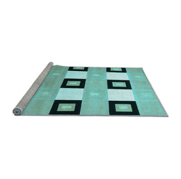 Sideview of Machine Washable Checkered Light Blue Modern Rug, wshcon805lblu