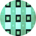 Round Checkered Turquoise Modern Rug, con805turq