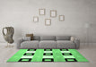 Machine Washable Checkered Emerald Green Modern Area Rugs in a Living Room,, wshcon805emgrn