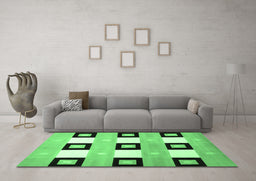 Machine Washable Checkered Emerald Green Modern Area Rugs in a Living Room,, wshcon805emgrn