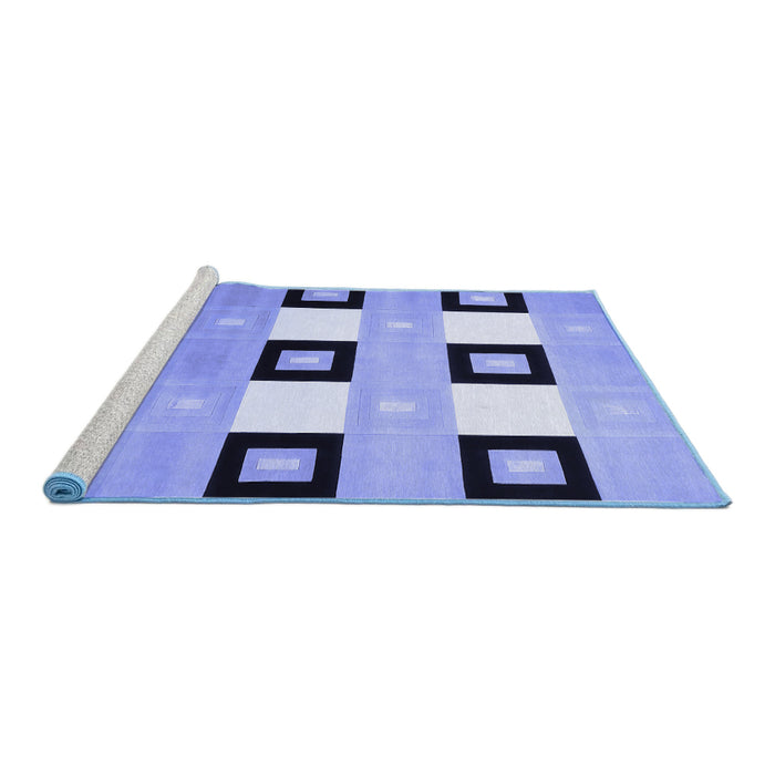 Sideview of Machine Washable Checkered Blue Modern Rug, wshcon805blu