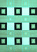 Machine Washable Checkered Turquoise Modern Area Rugs, wshcon805turq