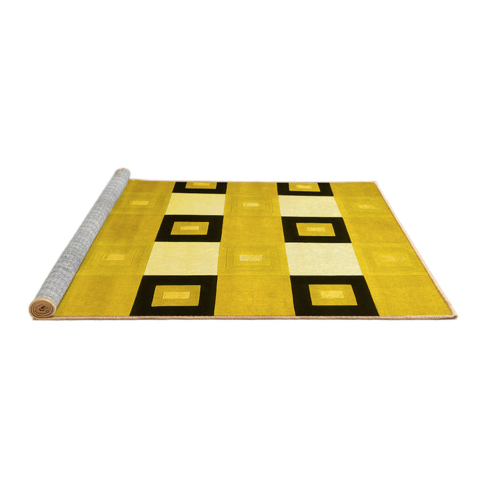 Sideview of Machine Washable Checkered Yellow Modern Rug, wshcon805yw