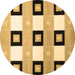 Round Machine Washable Checkered Brown Modern Rug, wshcon805brn