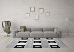 Machine Washable Checkered Gray Modern Rug in a Living Room,, wshcon805gry