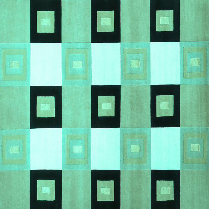 Square Machine Washable Checkered Turquoise Modern Area Rugs, wshcon805turq