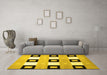 Machine Washable Checkered Yellow Modern Rug in a Living Room, wshcon805yw