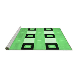 Sideview of Machine Washable Checkered Emerald Green Modern Area Rugs, wshcon805emgrn
