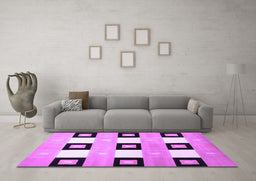 Machine Washable Checkered Purple Modern Area Rugs in a Living Room, wshcon805pur