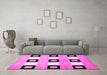 Machine Washable Checkered Pink Modern Rug in a Living Room, wshcon805pnk