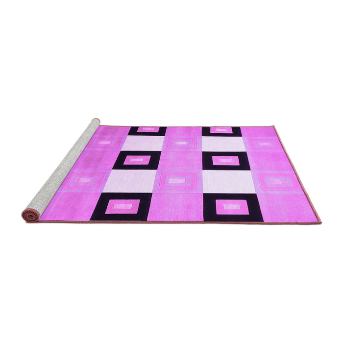 Sideview of Machine Washable Checkered Purple Modern Area Rugs, wshcon805pur