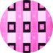 Round Checkered Pink Modern Rug, con805pnk