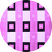 Round Checkered Purple Modern Rug, con805pur