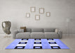 Machine Washable Checkered Blue Modern Rug in a Living Room, wshcon805blu