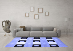 Machine Washable Checkered Blue Modern Rug in a Living Room, wshcon805blu