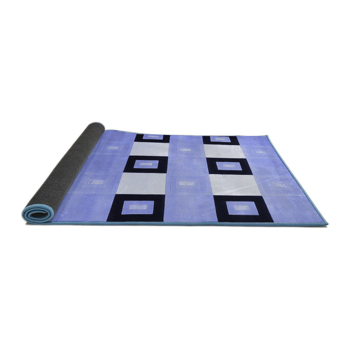Sideview of Checkered Blue Modern Rug, con805blu