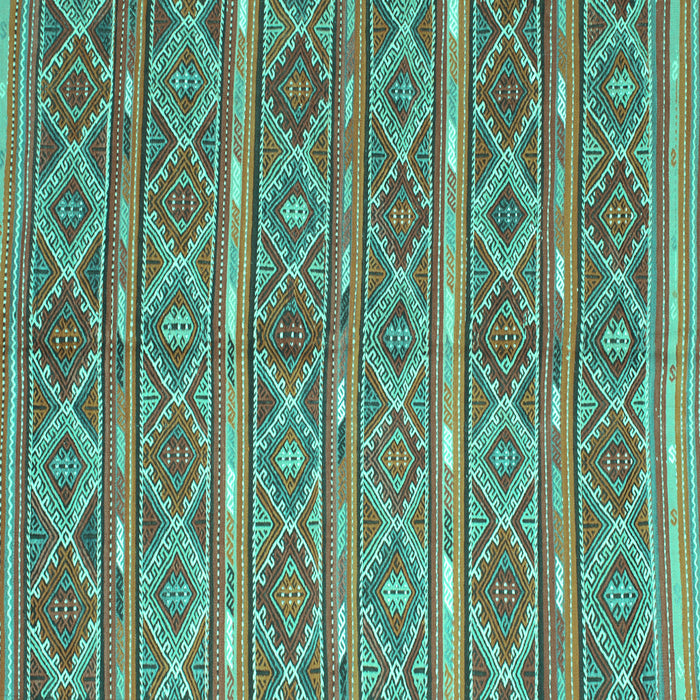Square Machine Washable Oriental Turquoise Traditional Area Rugs, wshcon806turq