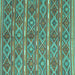 Square Machine Washable Oriental Turquoise Traditional Area Rugs, wshcon806turq