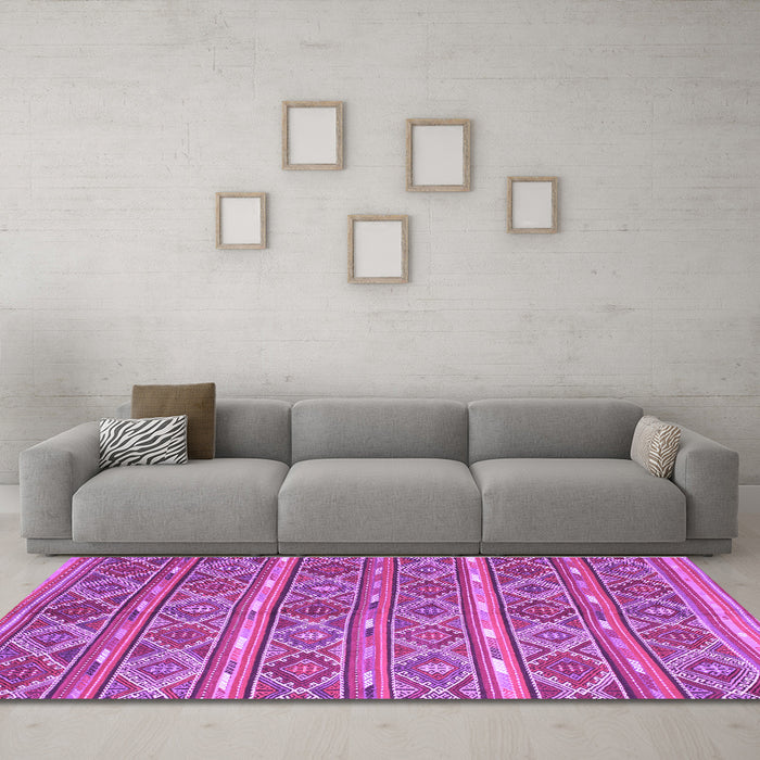 Machine Washable Oriental Purple Traditional Area Rugs in a Living Room, wshcon806pur