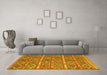 Machine Washable Oriental Yellow Traditional Rug in a Living Room, wshcon806yw