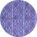 Round Machine Washable Oriental Blue Traditional Rug, wshcon806blu