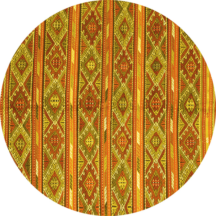 Round Oriental Yellow Traditional Rug, con806yw