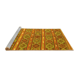 Sideview of Machine Washable Oriental Yellow Traditional Rug, wshcon806yw