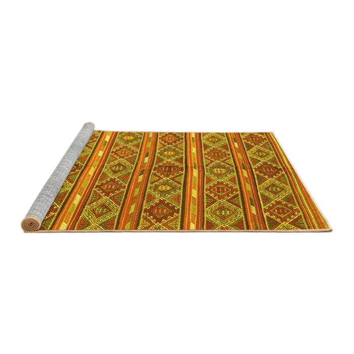 Sideview of Machine Washable Oriental Yellow Traditional Rug, wshcon806yw