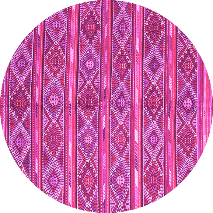 Round Machine Washable Oriental Pink Traditional Rug, wshcon806pnk