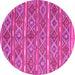 Round Machine Washable Oriental Pink Traditional Rug, wshcon806pnk