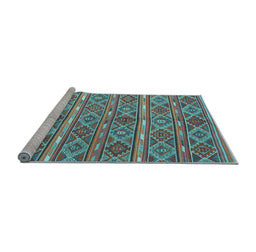 Sideview of Machine Washable Oriental Light Blue Traditional Rug, wshcon806lblu