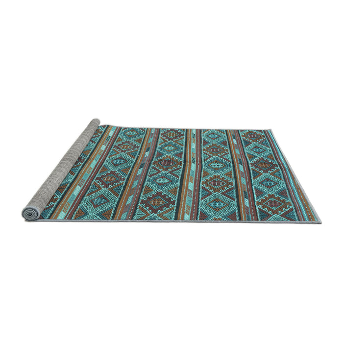 Sideview of Machine Washable Oriental Light Blue Traditional Rug, wshcon806lblu