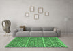 Machine Washable Oriental Emerald Green Traditional Area Rugs in a Living Room,, wshcon806emgrn