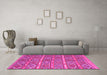 Machine Washable Oriental Pink Traditional Rug in a Living Room, wshcon806pnk