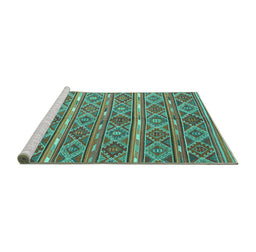 Sideview of Machine Washable Oriental Turquoise Traditional Area Rugs, wshcon806turq