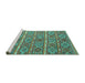 Sideview of Machine Washable Oriental Turquoise Traditional Area Rugs, wshcon806turq