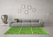 Machine Washable Oriental Green Traditional Area Rugs in a Living Room,, wshcon806grn