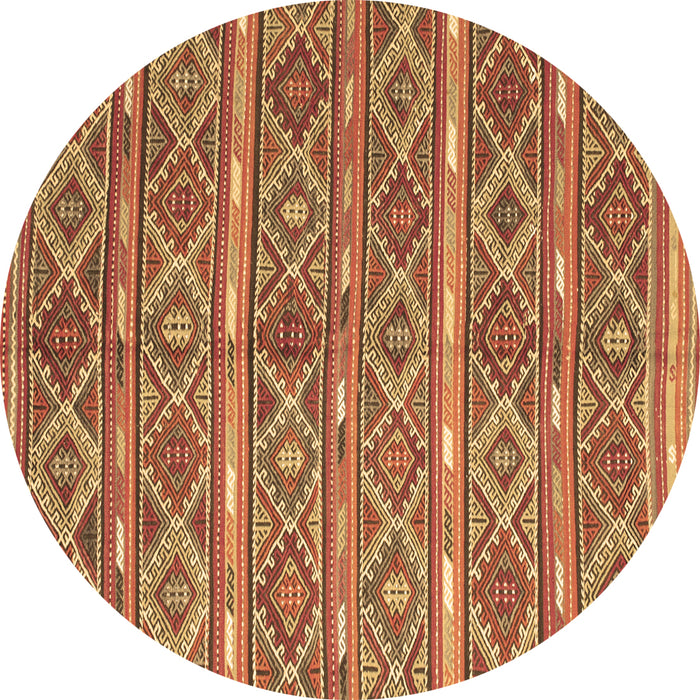 Round Machine Washable Oriental Brown Traditional Rug, wshcon806brn