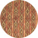 Round Machine Washable Oriental Brown Traditional Rug, wshcon806brn