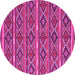 Round Machine Washable Oriental Pink Traditional Rug, wshcon807pnk