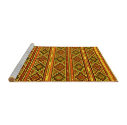 Sideview of Machine Washable Oriental Yellow Traditional Rug, wshcon807yw