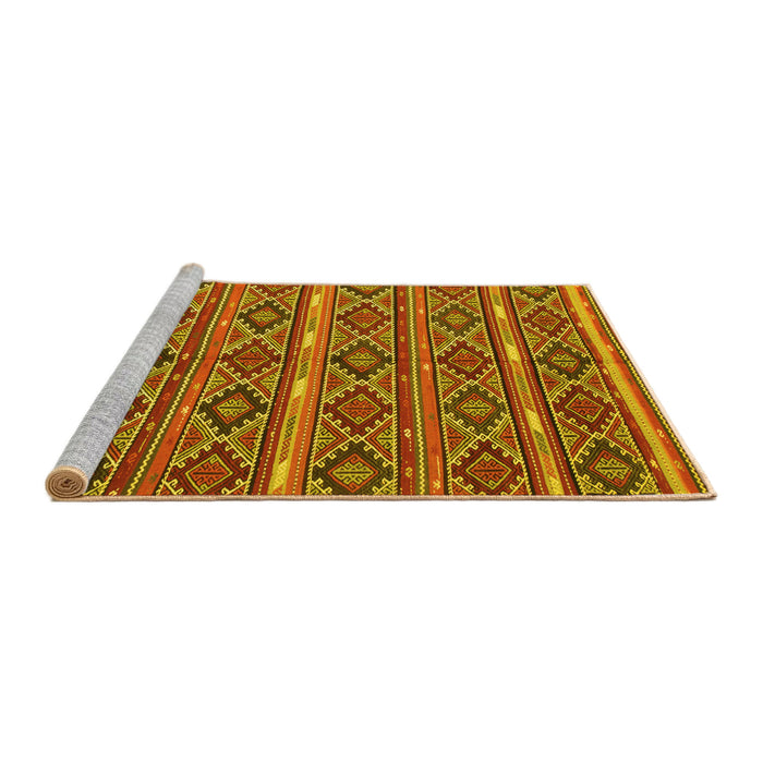 Sideview of Machine Washable Oriental Yellow Traditional Rug, wshcon807yw
