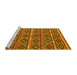 Sideview of Machine Washable Oriental Yellow Traditional Rug, wshcon807yw