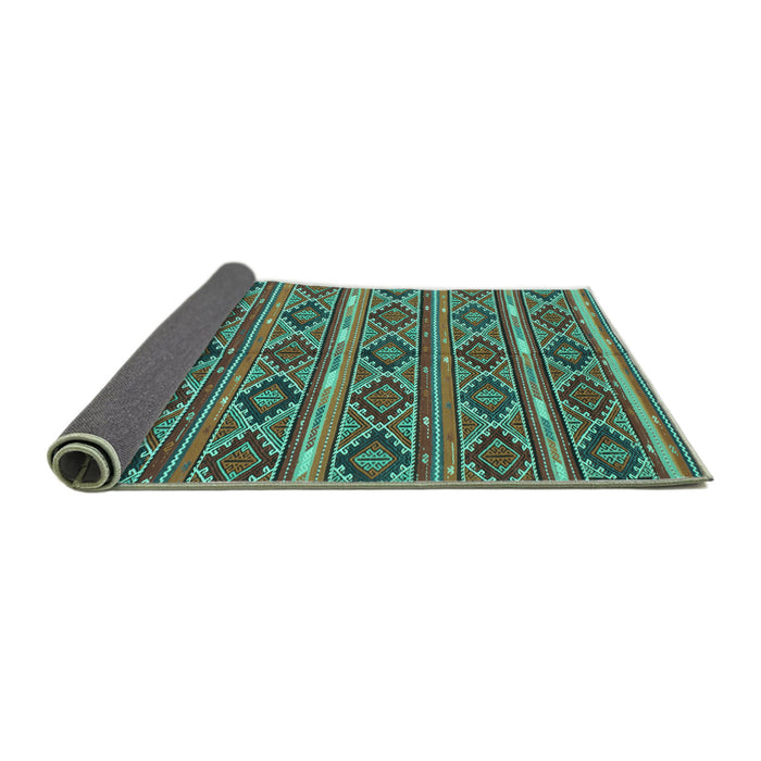 Sideview of Oriental Turquoise Traditional Rug, con807turq