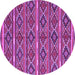 Round Oriental Purple Traditional Rug, con807pur