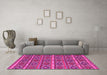 Machine Washable Oriental Pink Traditional Rug in a Living Room, wshcon807pnk